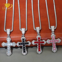 Moissanite Tennis Ankh Croix Pendentif Glacé Vvs Diamant Argent Sterling 925 Femmes Hommes Jésus Plaqué Or Collier Pendentif