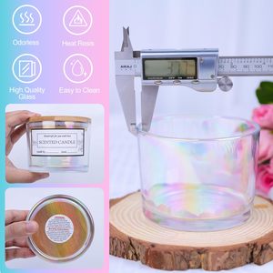 Noel Mum Kavanozu Lüks 340 gr Yanardöner Cam Mumluk Toplu Gökkuşağı Mum Yapımı Kavanozları Ev Dekorasyonu Toptan Satış - Product Image 6