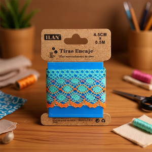 Cinturini in pizzo Ilan 4,5 cm x 0,5 m blu arancione per decorazioni artigianali - Product Image 2