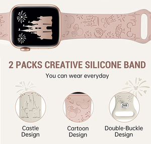 สายนาฬิกาซิลิกอนรูกการ์ตูนเรเดียมสลักลายปราสาทนูนสำหรับ Apple <span class=keywords><strong>Watch</strong></span> 44มม. 45มม. 49มม. เปลี่ยนสายยางสำหรับ iWatch 8 9 - Product Image 5
