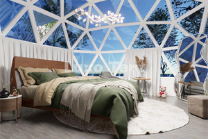 Tenda Luxo High-end Hotel tenda casa 6M + 3M collegato con doppi vetri in vetro geodetica tenda a cupola per <span class=keywords><strong>Glamping</strong></span> <span class=keywords><strong>Resort</strong></span> - Product Image 5