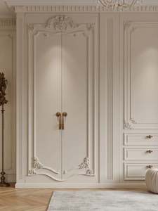 Armario de Estilo Rústico Francés al por Mayor con Incrustaciones de Ratán y Tiradores de Latón - Product Image 6