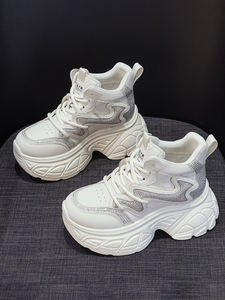 <span class=keywords><strong>Scarpe</strong></span> da corsa da donna autunnali <span class=keywords><strong>scarpe</strong></span> da papà 9cm <span class=keywords><strong>con</strong></span> <span class=keywords><strong>tacco</strong></span> nascosto in maglia <span class=keywords><strong>con</strong></span> lacci altezza superiore-aumento del nuovo stile di celebrità di Internet Versatile - Product Image 6