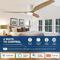 Ventilateur de plafond minimaliste moderne en bois massif de 52 pouces avec source d'alimentation électrique à 3 pales innovante Smart Mute
