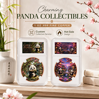 Pièce de monnaie Panda en cuivre pur 999 de 1 oz, 3D en relief, peinte aux UV, édition collector effet proof, avec boîte de présentation