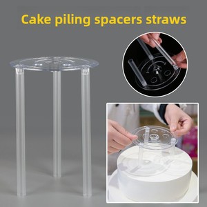 Tiges de support pour gâteaux à étages en plastique blanc de 4, 6, 8, 10, 12 pouces – Outil de construction et d'empilage pour gâteaux ronds - Product Image 4