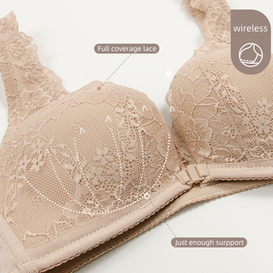 Cinghie antiscivolo in paperlan <span class=keywords><strong>con</strong></span> stampa floreale Comfort alla moda <span class=keywords><strong>con</strong></span> chiusura frontale a tazza modellata <span class=keywords><strong>reggiseno</strong></span> profondo da donna <span class=keywords><strong>con</strong></span> imbottiture Push-up - Product Image 4