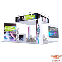 Stand d'exposition portable en tissu tendu avec structure en aluminium, 6m x 6m / 20ft x 20ft, tube rond