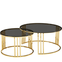 Table latérale ronde en acier inoxydable, pieds en verre trempé, design moderne, meuble de rangement, idéal pour Table basse ou d'appoint, 1 pièce