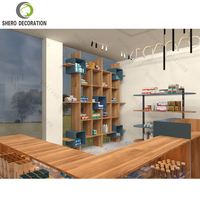 Holzoptik Naturkosmetik-Ladendesign LED-Beleuchtung Kosmetik-Vitrine Make-up-Theke Ausstellungsschrank Ladeneinrichtung