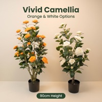 Plantes Artificielles Écologiques 90cm/120cm Arbre à Fleurs de Camélia avec Pot Plantes Artificielles pour Décoration Intérieure/Extérieure