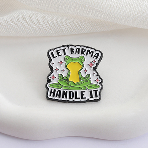 Lascia che il Karma lo maneggi spille smaltate simpatiche meditazione di rana se sono lunatico dammi spille vestiti distintivo risvolto regalo di gioielli divertenti - Product Image 3