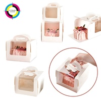Boîte en papier de gâteau de qualité alimentaire avec poignée personnalisée et fenêtre transparente