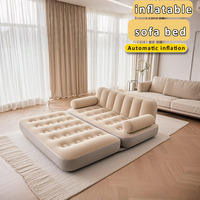 Sofá inflable extraíble y colchón de cama de aire tamaño Queen con portavasos para uso en interiores y exteriores para adultos