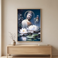 Peintures décoratives sur toile de paysages marins imprimés à l'huile du Bouddha pour le salon