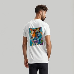 Image personnalisée T-shirts pour hommes à col ras du cou à deux côtés Modèle imprimé en coton surdimensionné 220gsm Fabriqué pour les États-Unis - Product Image 1