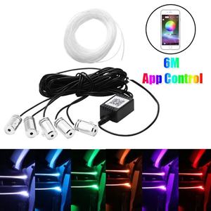 Lumière d'ambiance pour voiture, éclairage décoratif pour les pieds, fil optique, contrôle par application mobile, lumière froide sept couleurs, 5W standard - Product Image 4