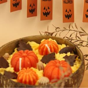 Velas Aromáticas LANJO con Forma de Calabaza y Naranja para Otoño, Acción de Gracias y Diwali, Hechas a Mano en Frascos de Vidrio para Decoración del Hogar - Product Image 2