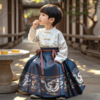 Tenue traditionnelle chinoise Hanfu pour garçons, style Tang, manches longues, fermeture boutonnée, coupe classique, nouvelle collection 2026, jupe mi-longue motif cheval