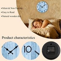 Jam Dinding Gantung Kayu MDF Desain Mewah Art Deco Modern Biru Bertenaga Baterai Quartz Analog Still Life Tanpa Suara Tanpa Bunyi Tik-tok