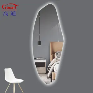 Top Fashion Ornate Safety Huge Hotel Silver Funky Full Size Unbreakable Sheet Bathroom House Decor For Salon Led Mirror