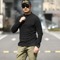 Kaus Henley Pria kualitas tinggi lapisan dasar Fit ramping ketat taktis untuk olahraga luar ruangan musim semi musim gugur