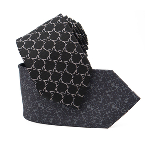 Corbata de Seda de Alta Calidad con Estampado Personalizado de Mariposas en Negro y Gris, Corbata de Negocios con Logotipo, Motivo Musical para Hombre - Product Image 1