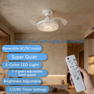 Ventilador de Techo LED de <span class=keywords><strong>Diseño</strong></span> Nórdico para Dormitorio Infantil, Estudio, Fácil Instalación con Base E27, Iluminación Tricolor para Sala de Estar, CA - Product Image 2