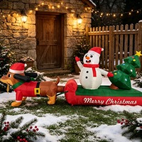Décoration de Noël gonflable pour extérieur : Chien teckel en luge et bonhomme de neige lumineux – Prix de gros usine