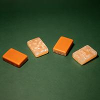 Ensemble de Mahjong de Luxe en Résine avec Caractères Gravés, Tuiles Orange Nacrées, pour Jeu de Table, Fête, Club, Cadeau
