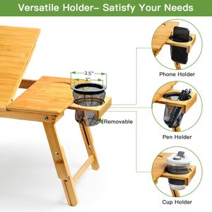 Combohomeラップデスクは最大15.6インチのラップトップデスクに適合折りたたみ式ベッドトレイ朝食テーブル、5角度傾斜トップ高さ - Product Image 3