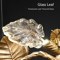 Lámpara Colgante Larga de Lujo con Ramas y Hojas de Metal Dorado, Cristal, para Mesa de Comedor, Villa, Isla de Cocina