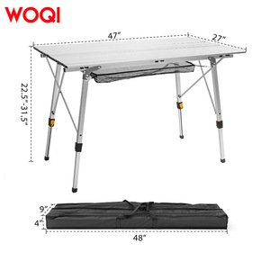 Table pliante d'extérieur Woqi 47x27 pouces en alliage d'aluminium, rectangulaire, pour pique-nique et camping, avec sac de rangement en filet - Product Image 1