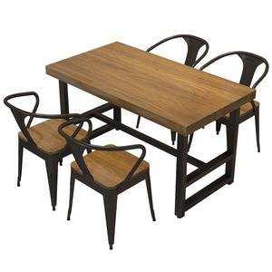 Tables et chaises design en bois massif Style industriel Bistrot <span class=keywords><strong>Restaurant</strong></span> <span class=keywords><strong>Barbecue</strong></span> Snacks Restauration Salle à manger commerciale - Product Image 5