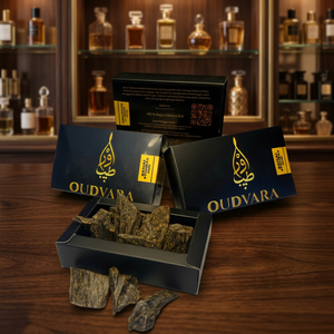Oudvara Sanai Syahbaz Oud 100g, un oud de qualité supérieure avec un parfum profond et captivant, idéal pour la combustion du bakhoor. - Product Image 3