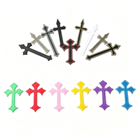 Patch brodé croix gothique mixte multicolore, thermocollant ou à coudre, pour la décoration de vestes, jeans, sacs à dos et vêtements