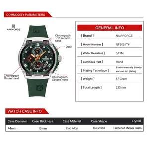 NAVIFORCE NF8051 8051 Sports <b>Men's</b> Quartz <b>Watches</b> Luminous Hand <b>Waterproof</b> Clock <b>Mens</b> Style Branded Wristwatches for <b>Men</b> Relojes - Product Image 5