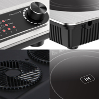 Cuisinière à induction électrique haute puissance multifonction en acier inoxydable 3500W 220v avec double commande à bouton