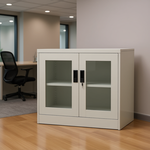 Archivador de Oficina de Acero Gris Claro con Vidrio Templado, 35.4x15.7x27.6 Pulgadas, con Cerradura, Mueble Comercial - Product Image 2