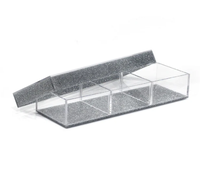 Plateau à salade rectangulaire en acrylique personnalisé avec 3 séparateurs, plateau de service transparent pour cuisine et restaurant