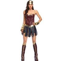 Disfraz de Guerrero para Mujer, Disfraz de Superhéroe para Halloween, Corsé, Tiara, Brazalete, Falda, Cinturón, Botas, Conjunto Sexy para Cosplay, Carnaval, Fiesta