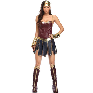 Costume da Guerriera per Halloween, Set Supereroe con Corsetto, Tiara, Bracciali, Gonna, Cintura, Stivali, Set Sexy per Adulti per Feste in Maschera e Carnevale - Product Image 3