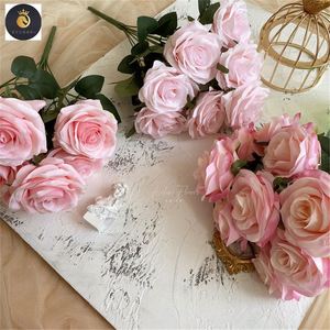 ช่อดอกไม้หลากสี9ดอกกุหลาบจำลองความรักกุหลาบการค้าต่างประเทศ - Product Image 3