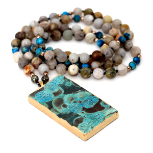 2019 Oceano stile Ciondolo In Pietra Naturale Dell'involucro della treccia <span class=keywords><strong>Collana</strong></span> di Yoga macrame <span class=keywords><strong>Collana</strong></span> per le donne degli uomini <span class=keywords><strong>collana</strong></span> di Energia - Product Image 1