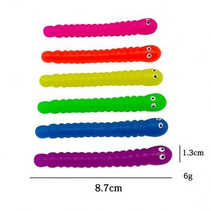 Jouet anti-stress personnalisé - Jouets en TPR en forme de chenille colorée, pour soulager le stress et la tension, adorables jouets en gel souple à tirer - Product Image 3