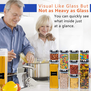 Contenedores de cereales de plástico sin BPA de 7 piezas con tapas de bloqueo Contenedores herméticos de almacenamiento de alimentos para organización de despensa de cocina - Product Image 4