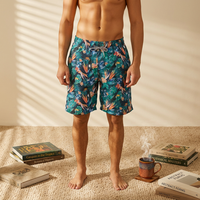 Short de bain ample à séchage rapide pour homme, motif floral, avec ceinture, doublé, grande taille XXL, 100 % polyester, 1 pièce, XL, plage, été, vente en gros usine