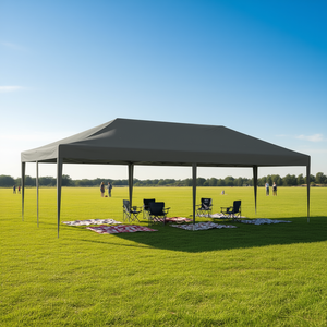Tenda a baldacchino grigia 3x6m con altezza regolabile, riparo per eventi con borsa con ruote e sacchi zavorra per le gambe - Product Image 2