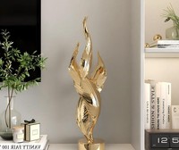 Sculpture de plumes de luxe, décoration de table en résine abstraite, statue moderne électroplaquée pour salon, bureau, étagère