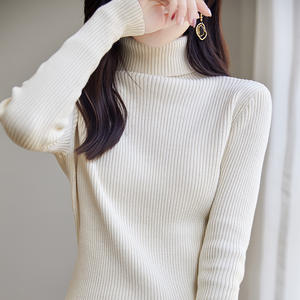 Suéter de Punto con Cuello Alto para Mujer, Color Café, Antipilling, para Otoño e Invierno - Product Image 5